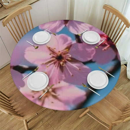 

Autua Round Pink Floral Tablecloth Stain-Resistant Washable 60 Inch 38 -42
