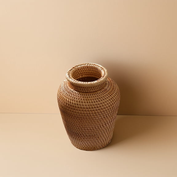 Luxshiny Rattan Woven Flower Basket, Stylish Plant Container for Home Storage and Decorative Use