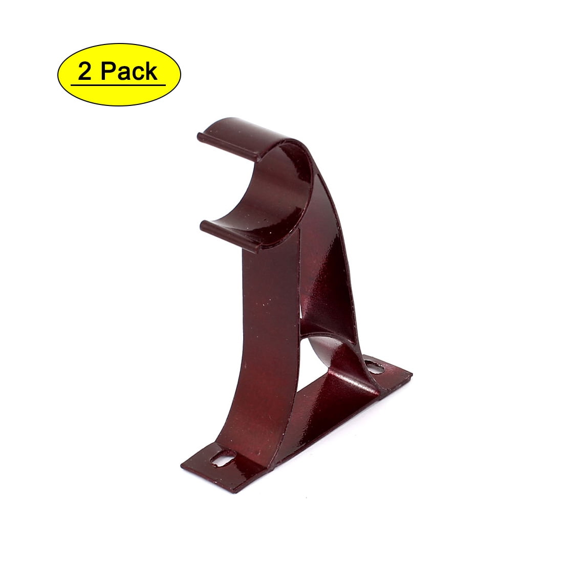 Uxcell 1' Dia Drapery Curtain Rod Metal Wall Mount Bracket 9.5x8cm Burgundy 2pcs