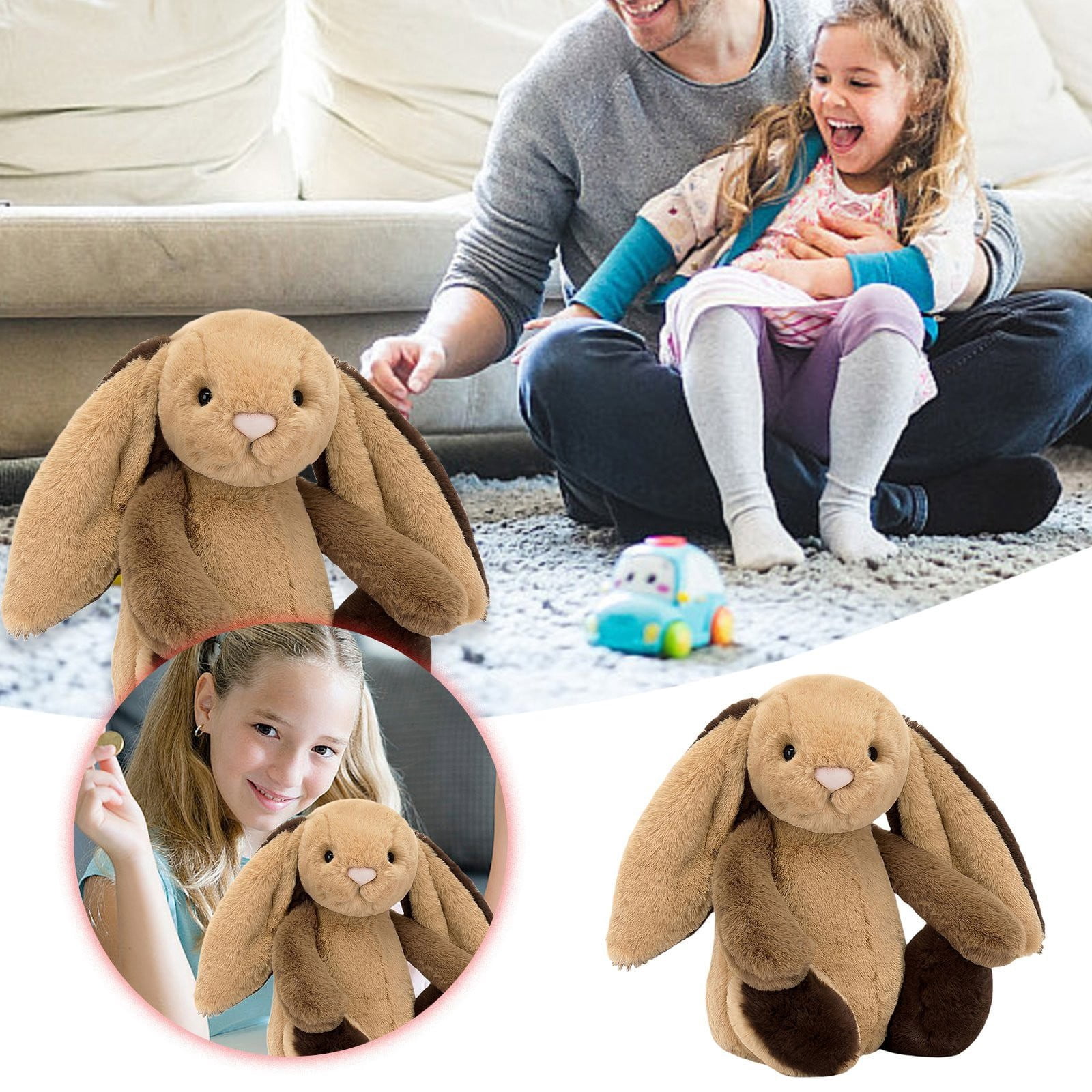 Jellycat Bashful Patchwork Brown Bunny Plush Toys - 2025 Latest Classic Children's Gif,Holiday Gifts for Women - Coffee/12.20in