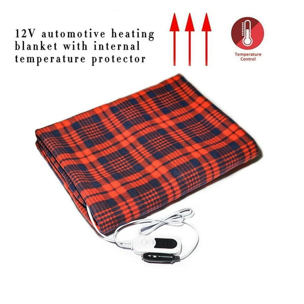 En Electric Car Blanket 12 Volt Heated Fleece Throw Vehicle Mounted Heat Resistance Heating Rug Cold Weather Home Travel Black None