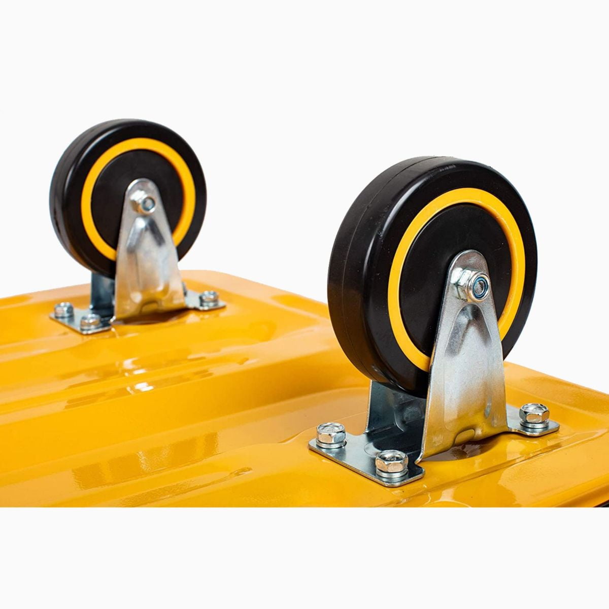 660 Lbs Capacity Folding Platform Truck, Heavy Duty Steel Hand Flatbed Cart Dolly with Rubber Wheels, Yellow Moving Push Cart
