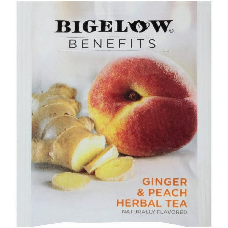 Bigelow Benefits Caffeine Free Ginger & Peach Herbal Tea Bags, 18