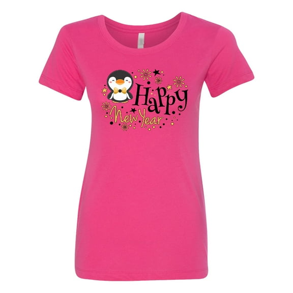 Inktastic Happy New Year with Cute Penguin Women's T-Shirt