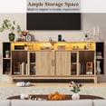thumbnail image 5 of Blotout 81'' LED TV Stand with Power Outlet for 85/90''TV, Modern Entertainment Center with Fluted Sliding Doors & Curved Side Cabinets, Wooden Media Console with Open Storage Shelves for Living Room, 5 of 10