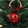 thumbnail image 3 of Colgador de puerta con lazo de cuadros de búfalo, cascabel de pino navideño, adornos para colgar en la pared, 2 uds., 3 of 5