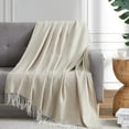 thumbnail image 4 of Bourina Herringbone Beige Throw Blanket for Couch, Suitable for Adult, Soft and Lightweight, 50"x 60", 4 of 9