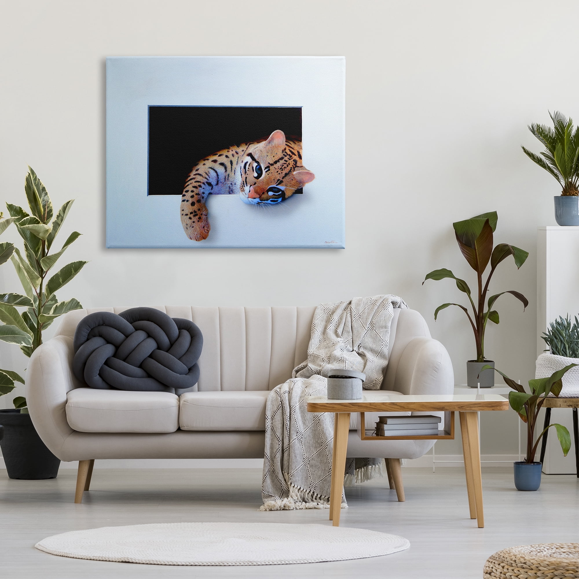 Stupell Industries Baby Ocelot Cat Relaxing Paw Dark Mysterious Space Painting Gallery Wrapped Canvas Print Wall Art, Design by Alan Weston