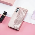 thumbnail image 6 of Wallet Case for Samsung Galaxy S25 Plus,Women Flip Folio PU Leather Protective Case Wrist Strap Card Slots Holder Purse Emboss Butterfly Flower Stand Flip Case for Samsung Galaxy S25 Plus,Rosegold, 6 of 10