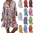 thumbnail image 6 of Colorful Lightweight Dress For Women Large Size V Neck Button Down Casual Dress M-4XL Optional, 6 of 9