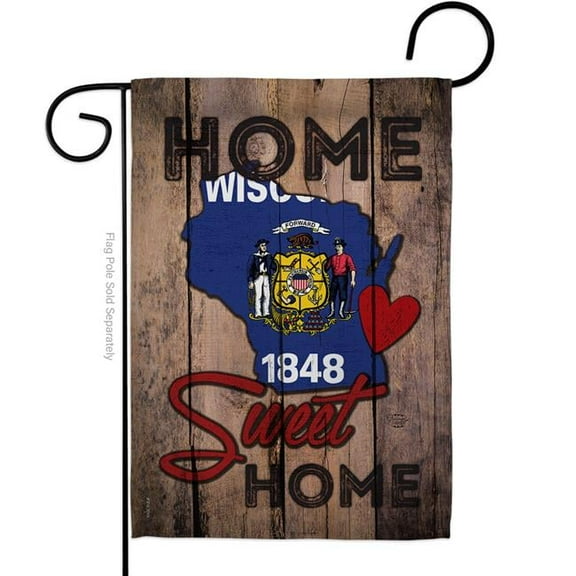 Ornament Collection G191133-BO 13 x 18.5 in. State Wisconsin Home Sweet American State Vertical Garden Flag with Double-Sided House Decoration Banner Yard Gift