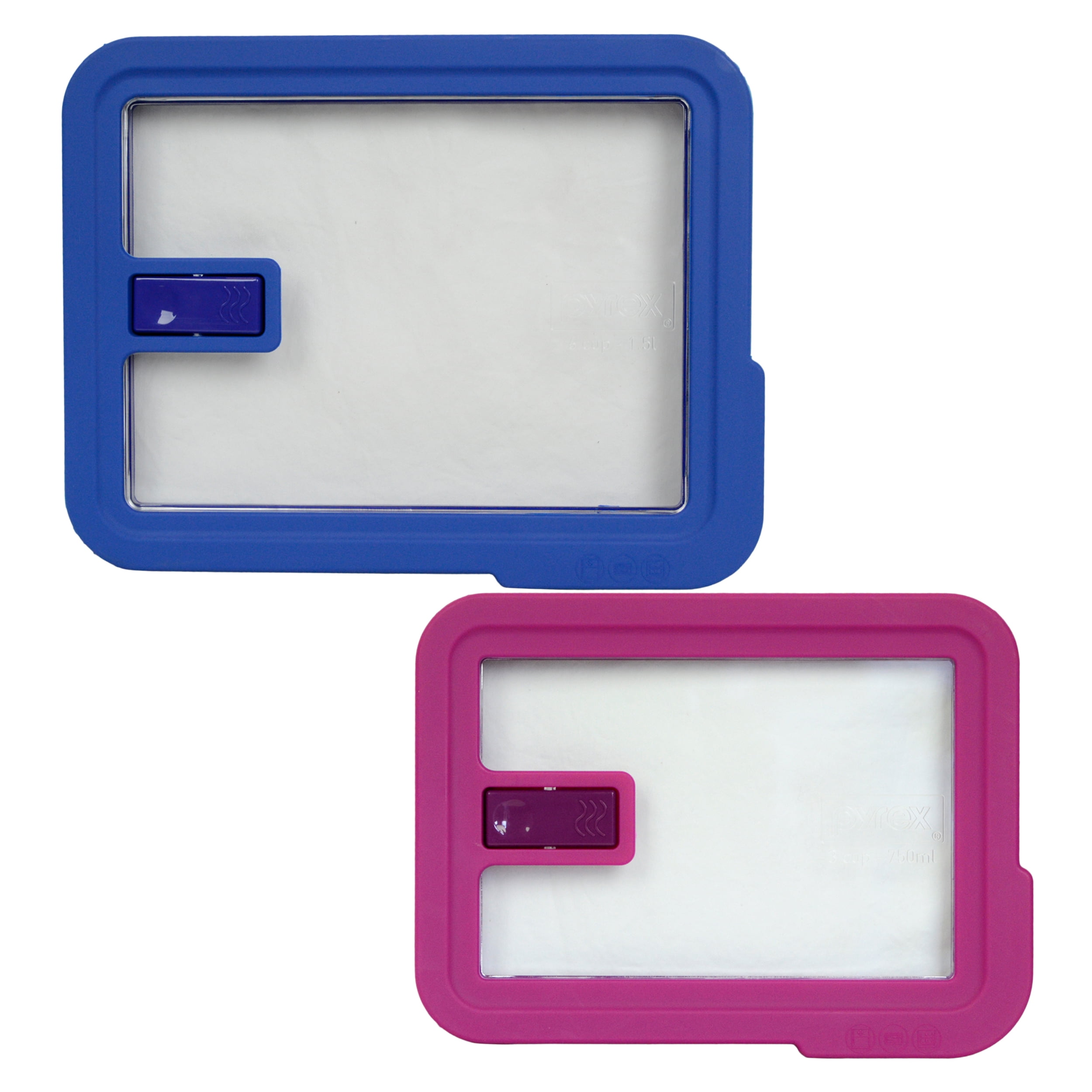 Pyrex Replacement Lid (1) 7211NLC 6Cup Blue & (1) 7210NLC 3Cup Pink