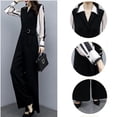 thumbnail image 4 of Monos elegantes ajustados de cintura alta y pierna ancha para mujer, moda coreana, conjuntos de dos piezas falsos de manga larga, pantalones de una pieza para oficina, 4 of 5