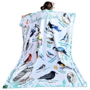 Birds Butterflies Common Backyard Species Pictures Names Identification Chart Soft Warm Learning Blanket for Kids Large 50x60 Educational Gift