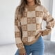 thumbnail image 1 of Suéter de cuello redondo para mujer, otoño e invierno, con farol navideño a cuadros, manga larga, top acrílico para mujer, 1 of 8