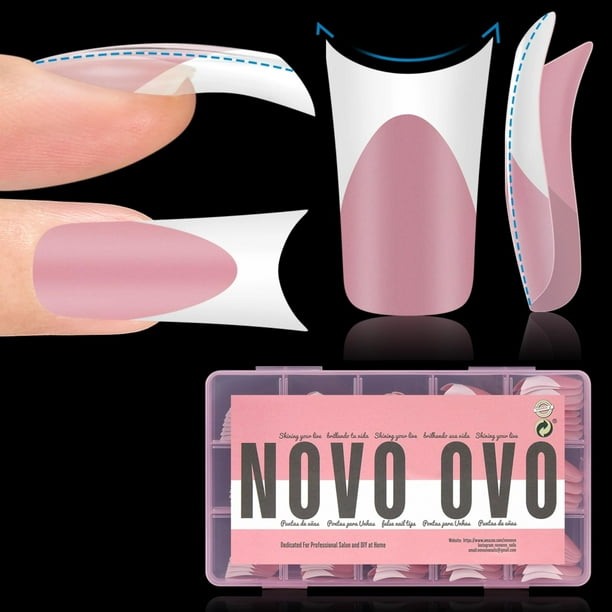 Funda completa para uñas NOVO OVO, punta francesa blanca, 150 unidades