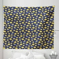 thumbnail image 1 of Cartoon Tapestry, Funny Night Sky Chipper Moons and Stars Sleeping Time Abstract Cartoon, Fabric Wall Hanging Decor for Bedroom Living Room Dorm, 5 Sizes, Navy Blue Orange Yellow, by Ambesonne, 1 of 1