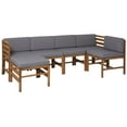 thumbnail image 1 of Acacia Modulaire 6 Pièces - 5 Places + Pouf - Marron, 1 of 12