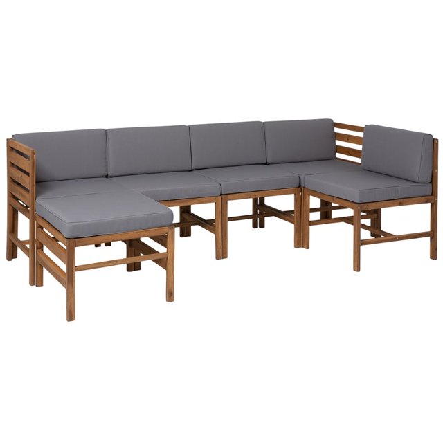 Acacia Modulaire 6 Pièces - 5 Places + Pouf - Marron
