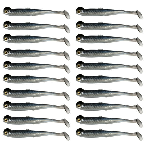 20 Pcs Fishing Lure 3D Artificial Fish with T Tail Flexible Fish Bait for Texas Jigs Wacky Hooks Outdoor Fishing