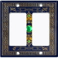 thumbnail image 6 of Metal Light Switch Plate Cover Elegant Blue Yellow Damask Frame FRA046, 6 of 13