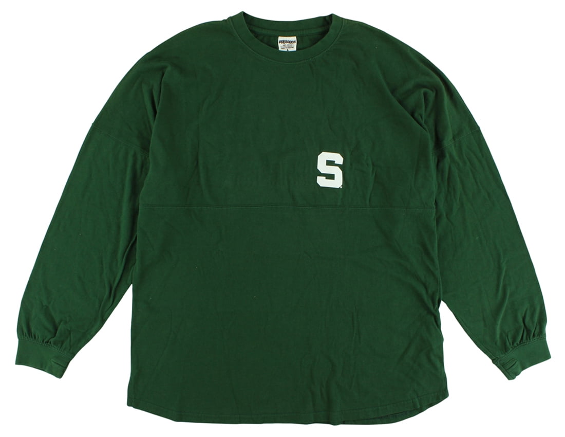 Press Box Womens Michigan State Spartans Sweeper Long Sleeve T Shirt Green by
