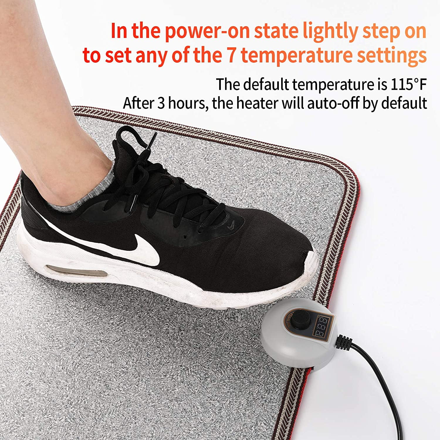 OLYDON Electric Heated Floor Mats Under Desk, Heated Foot Warmer - 110v