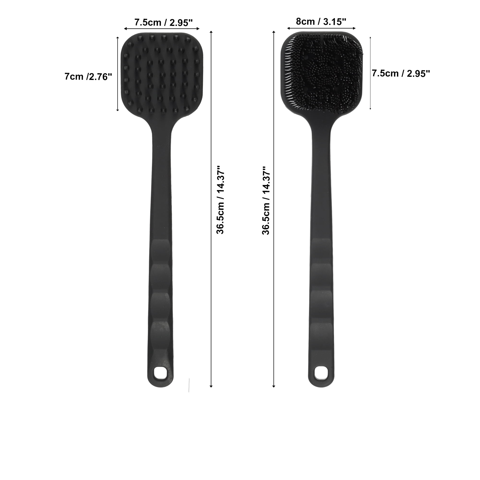 Unique Bargains Durable Double Side Long Handle Back Scrubber Bath Brush Black