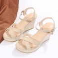 thumbnail image 6 of Viluyesy Womens Espadrilles Sandals, Wedge Thick Sole Adjustable Strap Open Toe 2026 Summer Casual Dressy Shoes Beige US9.5, 6 of 7