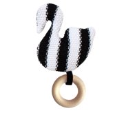 Manhattan Toy Swan Knit Baby Rattle with Wooden Teether
