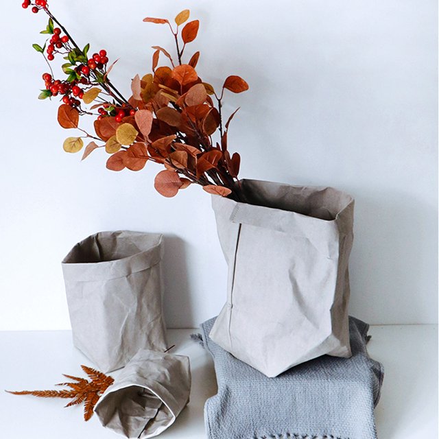Agiferg Sac en Papier Kraft Lavable Pots de Fleurs Multifonction Rangement Maison Réutilisable