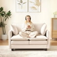thumbnail image 4 of Dioepic 50" Loveseat Sofa Deep Seat Chenille Fabric with 2 Pillows for Living Room and Small Spaces, Beige, 4 of 10