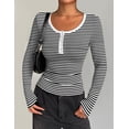 thumbnail image 4 of Zeagoo Women's T Shirt Long Sleeve Casual Square Neck Tops Slim Fit Rib Knit Basic Tee Spring Summer Clothes, 4 of 6