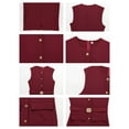 thumbnail image 4 of Women 2025 Business Formal Long Dress Sleeveless Button Down Elegant Office Outfits with Belt Wine Red M, 4 of 5