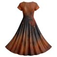 thumbnail image 5 of Women Dark Gothic Print Maxi Dress, Short Sleeve V‑Neck Flowy Long Hem Dress, Ideal for Halloween Party Themed Night Activities, 5 of 5