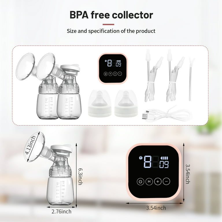 Double Breast Pump Rechargeable LCD Touch BPA Free Breast Pumps Baby Breast  Feeding Nursing Milk Pam Susu COMBO A (No 2)