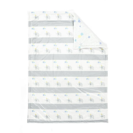 UPC: 0194938029018 | Lush Decor Elephant Balloon Reversible Soft & P Oversized Soft Blanket Gray/Blue Single 36X50