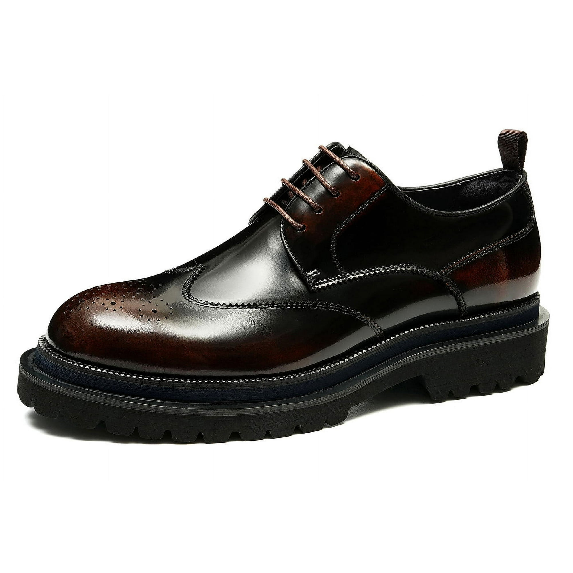 Santimon Brown Dress Shoes for Men Lace-up Thick Sole Derby Shoes
