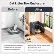 Aokeyee Cat Litter Box Enclosure Splash Guard with Removable PVC Mat Large Waterproof Litter Box Enclosure Foldable Pet Litter Box Shield with 2 Hooks
