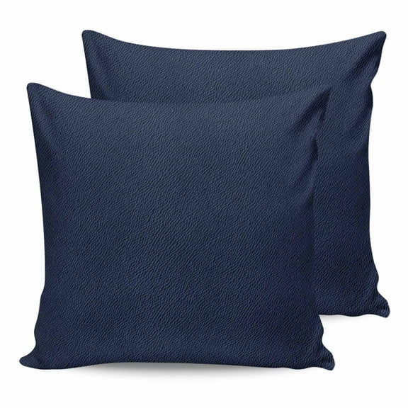 Outdoor Waterproof Throw Pillow Covers Set of 2 Navy Blue Leather Texture Decorative Pillowcases Square Outdoor Pillows Cushion Case 18x18 Inch Solid Color Patio Pillows for Couch Sofa Bed Garden