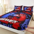 thumbnail image 3 of Homewish Blue Red Gamepads Twin Sheet Sets 3pcs for Kids Children Boys,Abstract Graffiti Splash Twin Fitted Sheet Microfiber,Video Game Breathable Flat Sheet,Super Cozy Room Decor, 3 of 7