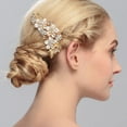 thumbnail image 4 of Ruanlalo Wedding Bridal Flower Rhinestone Hair Pin Clip Bridesmaid Side Comb Jewelry Golden, 4 of 6