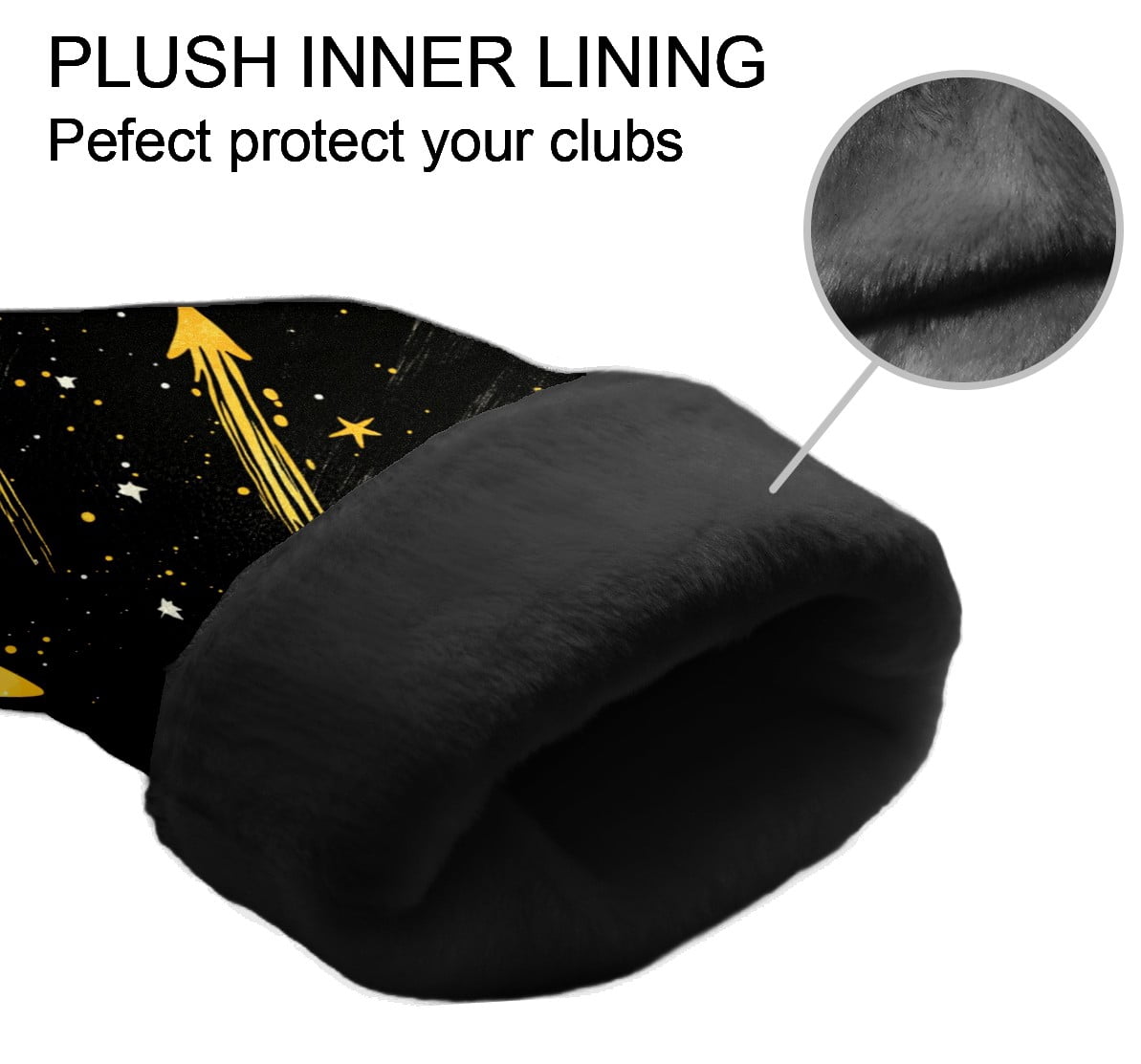 Golf Club Covers PU Leather Waterproof Head Covers for Fairway Woods Hybrids Golden Shooting Star