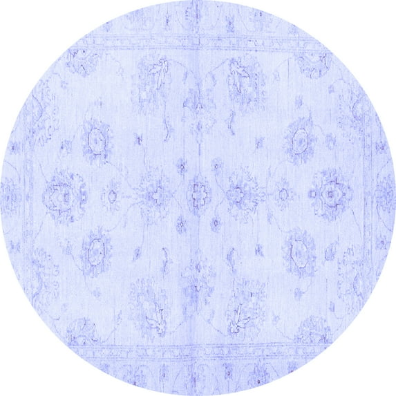 Ahgly Company Indoor Round Oriental Blue Traditional Area Rugs, 6' Round