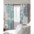 thumbnail image 4 of Turquoise Coastal Turtle Blackout Curtains for Bedroom Living Room Darkening Curtains 84 Inch Length 2 Panels Set Ocean Coral Nautical Window Curtain Insulated Window Treatment Grommet Drapes 42"x84", 4 of 9