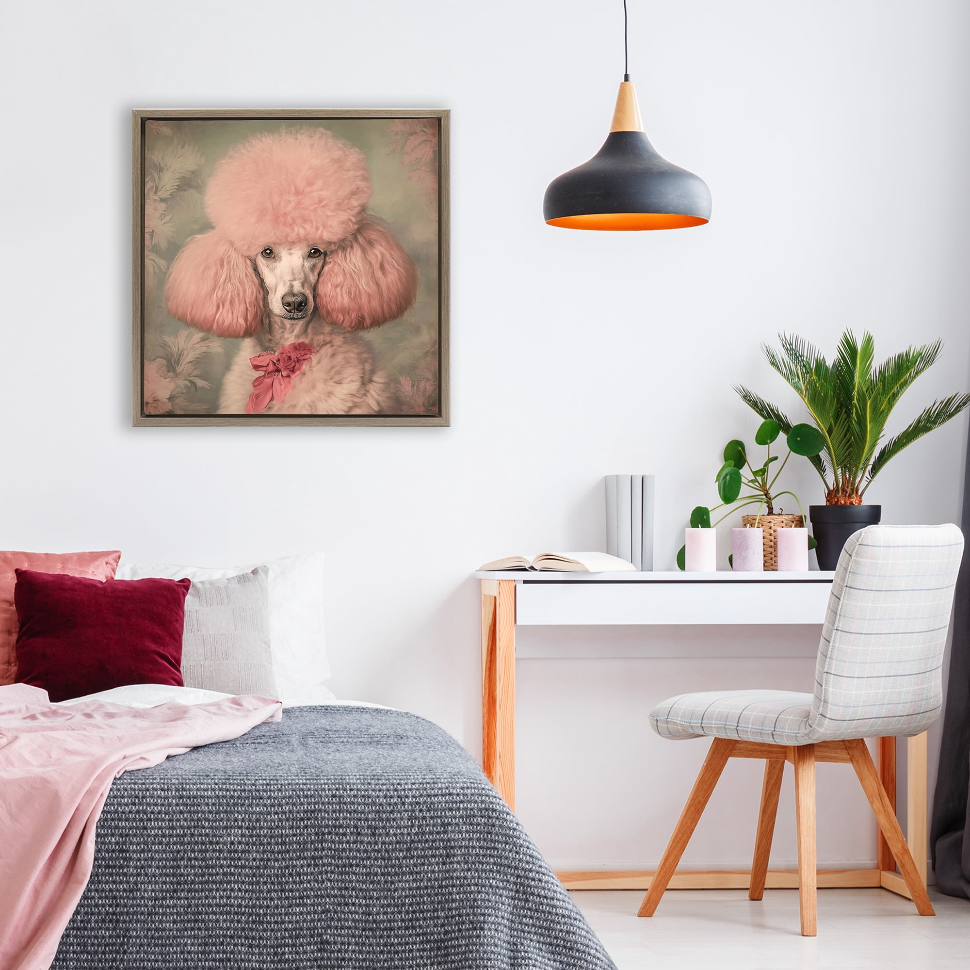 Stupell Industries Miss Baroness Blush Brown Framed Floater Canvas Wall Art, design by Tina LeCour