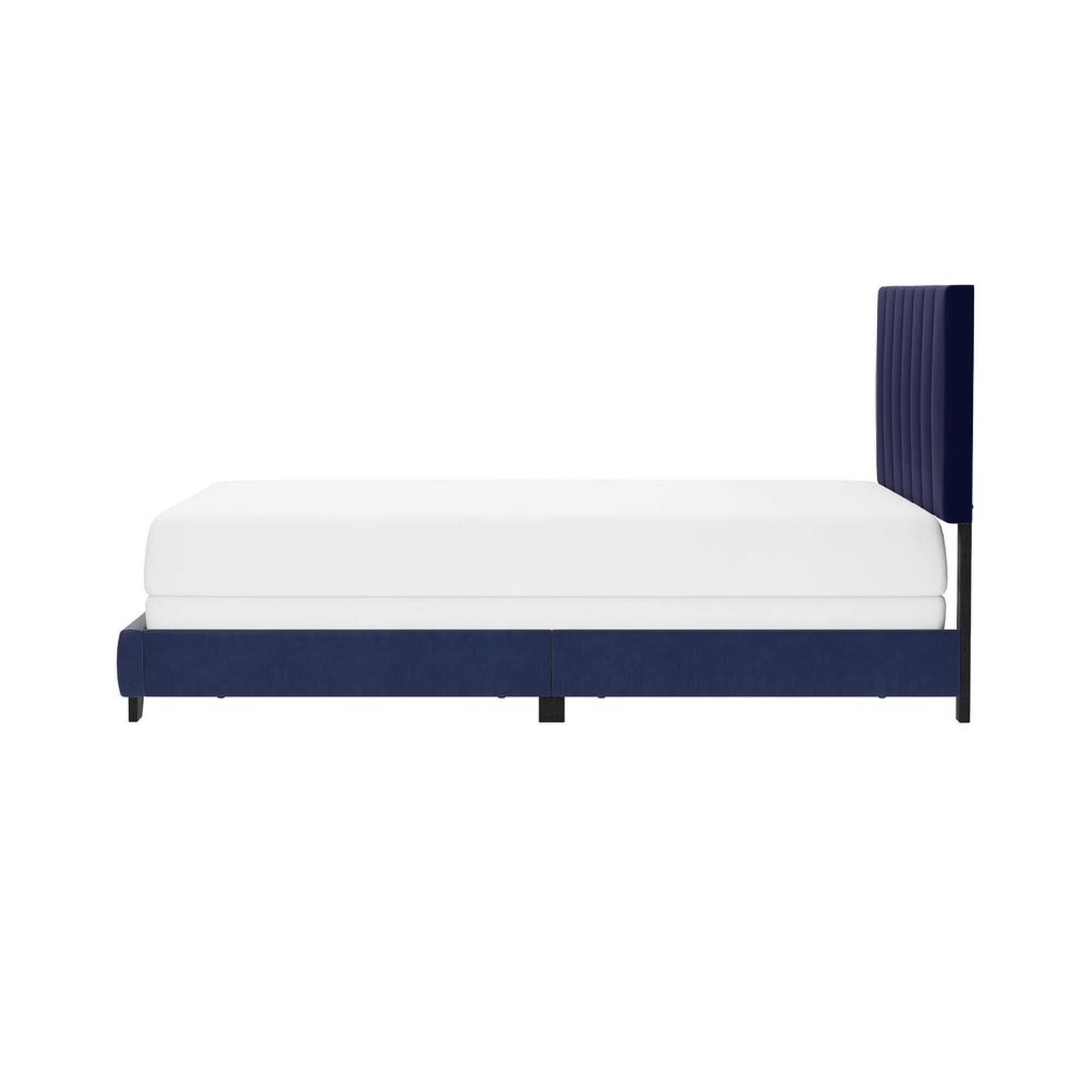 Reece Channel Stitched Upholstered Queen Bed, Sapphire Blue, by Hillsdale Living Essentials