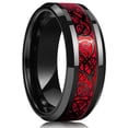 thumbnail image 3 of Fashion 8mm Men's Stainless Steel Celtic Dragon Ring Inlay Red Green Black Carbon Fiber Ring Wedding Band Charm Jewelry Gifts, 3 of 5