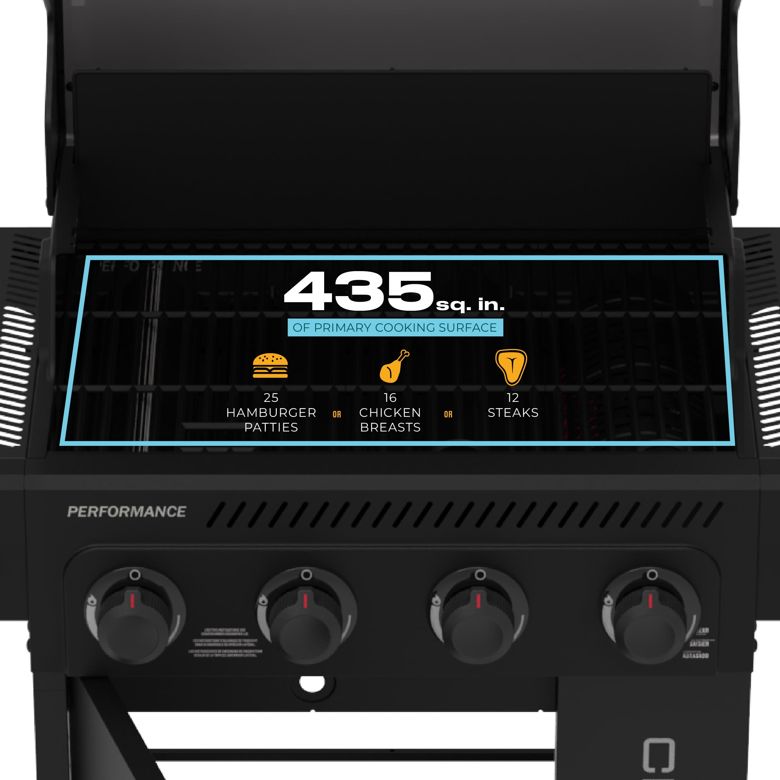 Charbroil Performance Series™ FlavorMax™ 4 Burner Gas Grill Cabinet with Sear Burner Blackout