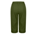 thumbnail image 5 of RQYYD Womens Cropped Capri Pants 7/8 Length Cotton Linen Summer Straight Leg Loose Beach Trousers with Drawstring Waist Pockets, 5 of 6